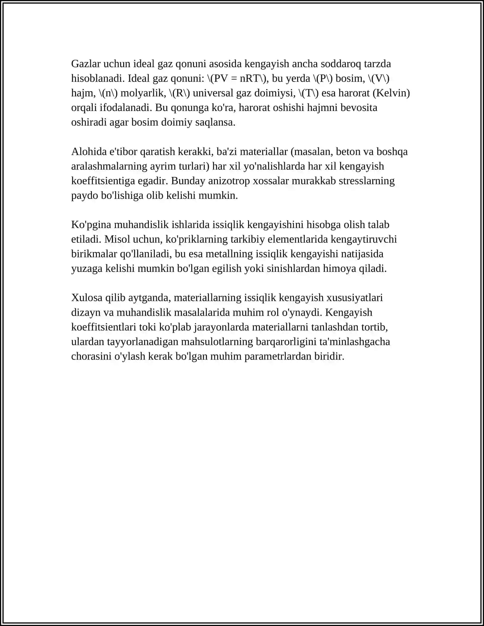 MATERIALLARNING ISSIQLIK KENGAYISHI 4