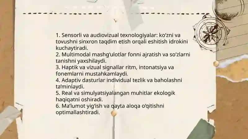 Eshitish idrokini rivojlantirish texnologiyalari ta’liming tamoyillari 4