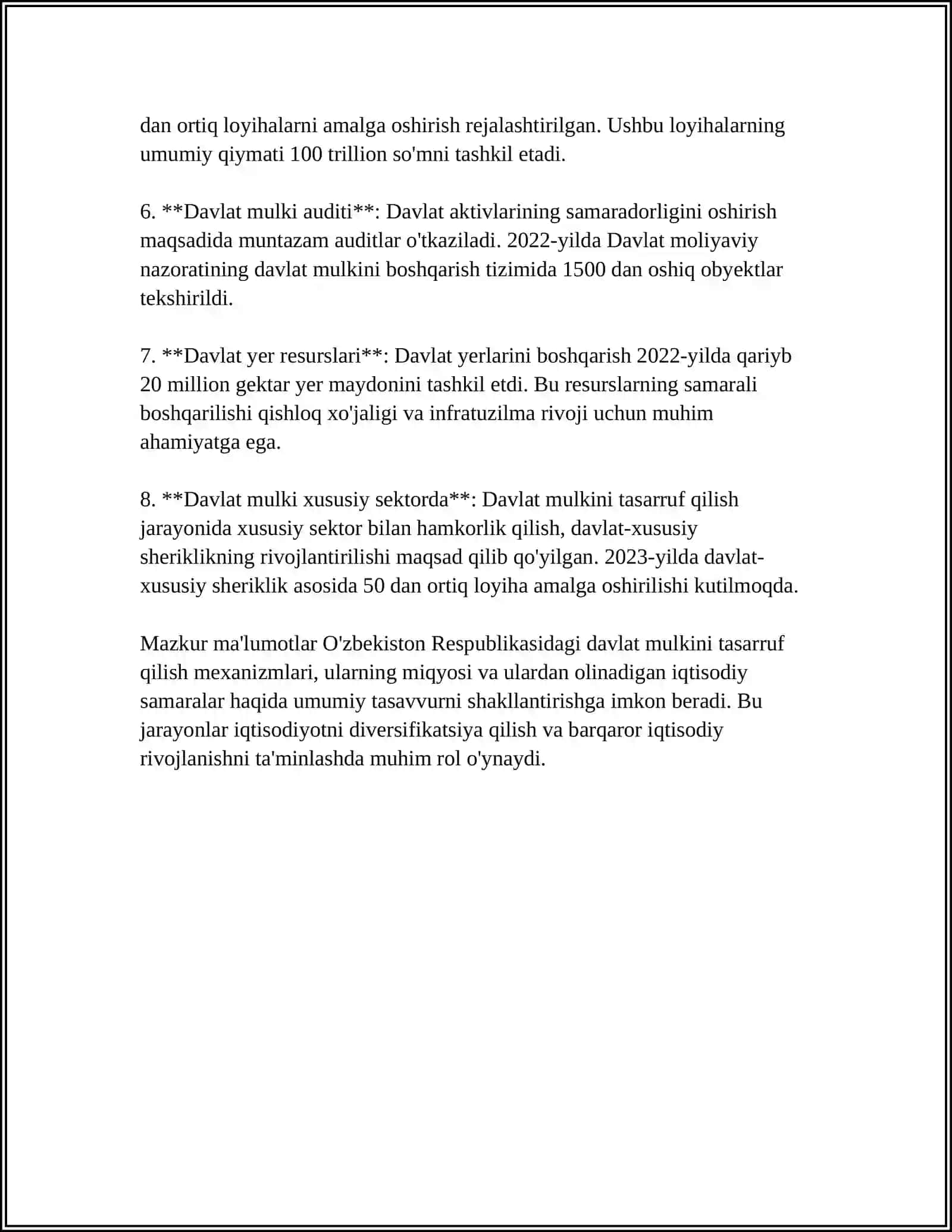 MUSTAQIL ISH Mavzu: ÕZBEKISTON RESPUBLIKASI MULKNI DAVLAT TASAVVUFAN CHIQAZISH 4