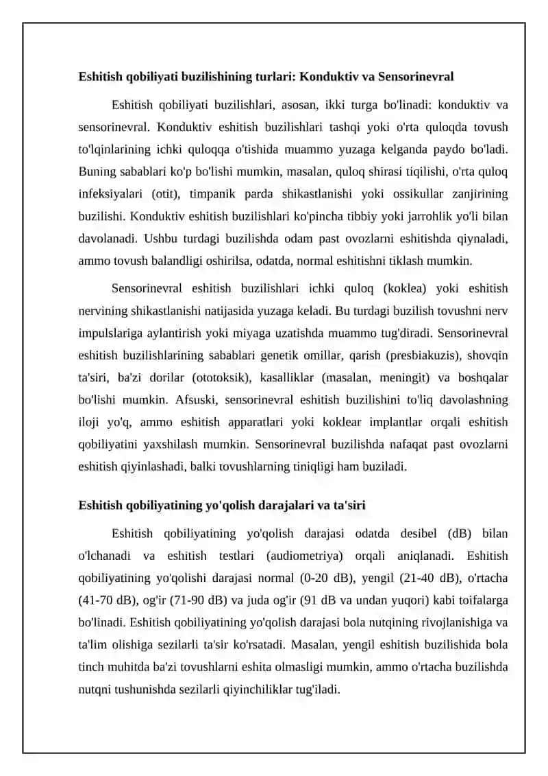Eshitishda nuqsoni bulgan bolalar tasnifi 4