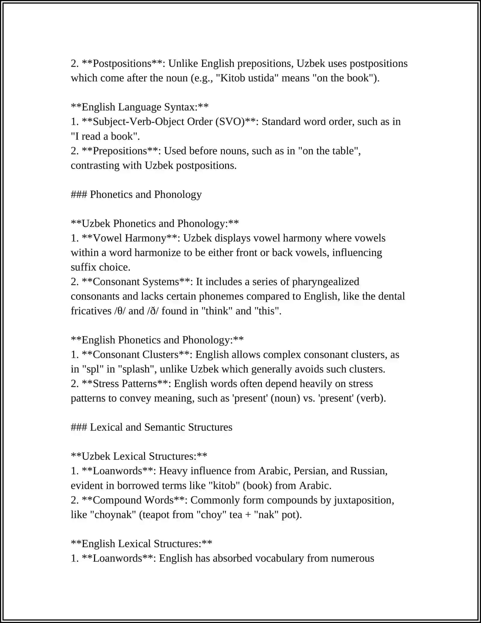 Language Structures in Uzbek and English Discourse 4