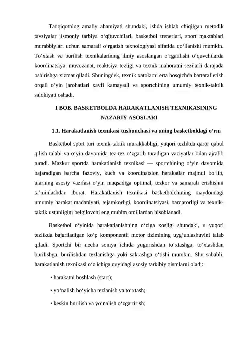 Basketbol o'yinida harakatlanish (to’xtash burilish) texnikasini o'rgatish 4