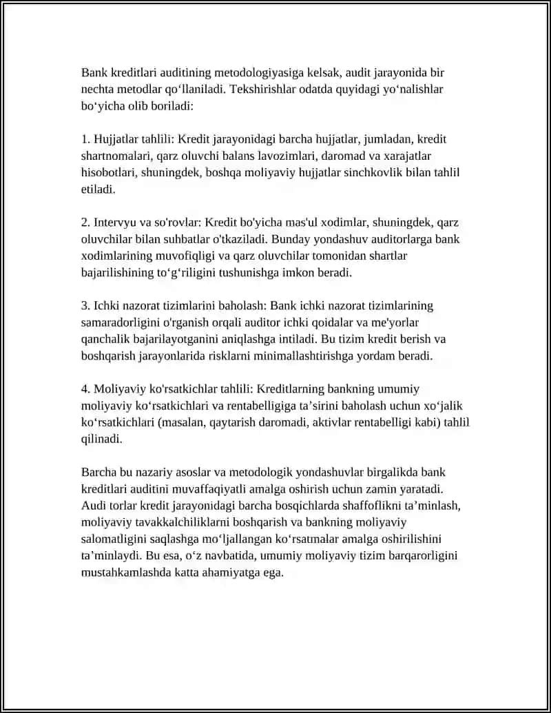 BANK KREDITLARI AUDITI 4