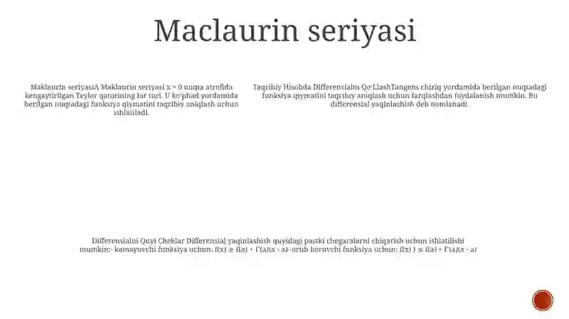 Taqribiy Hisobda Differensialni QoʻLlash 4