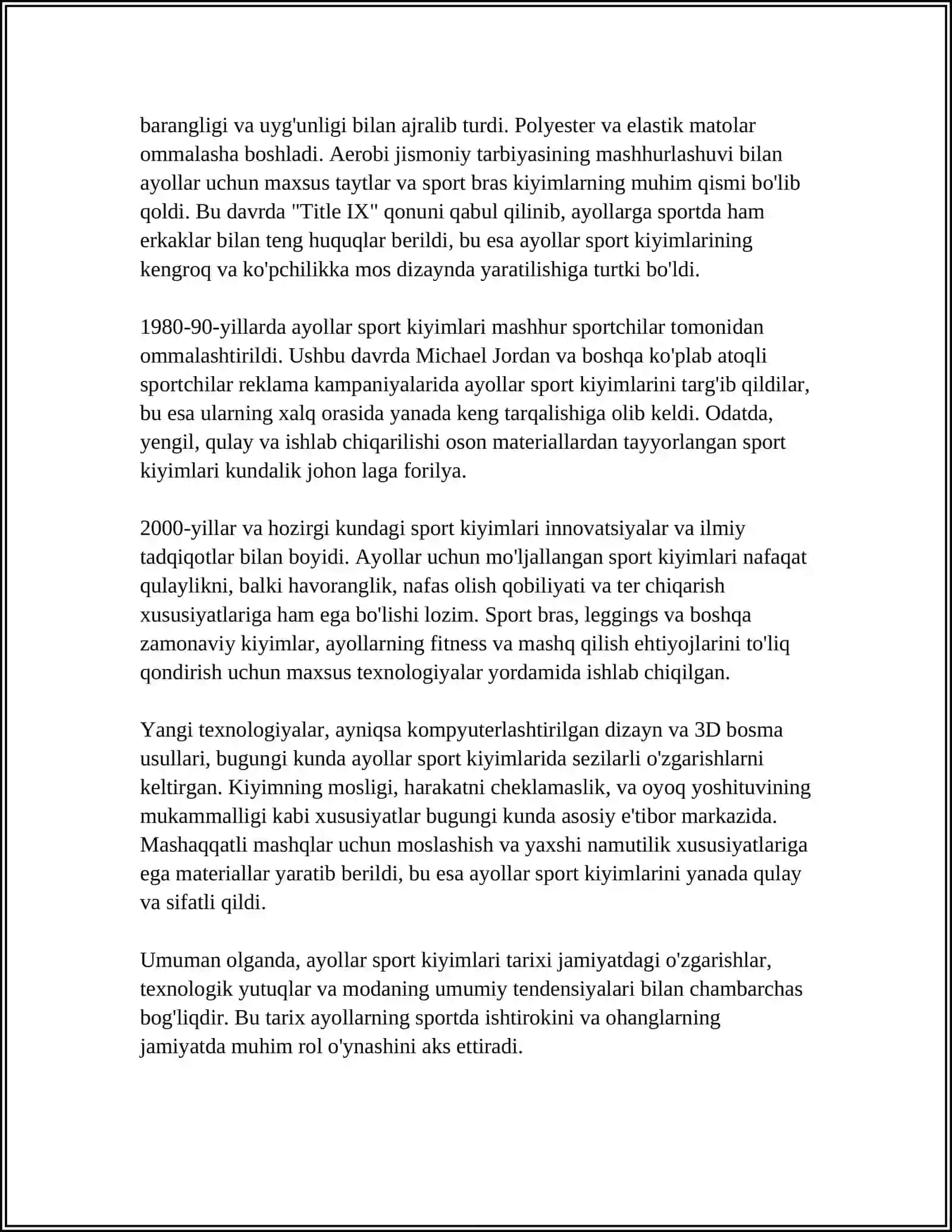 AYOLLAR SPORT KUYLAGINI CHIZISH VA MODELLASHTIRISH 4