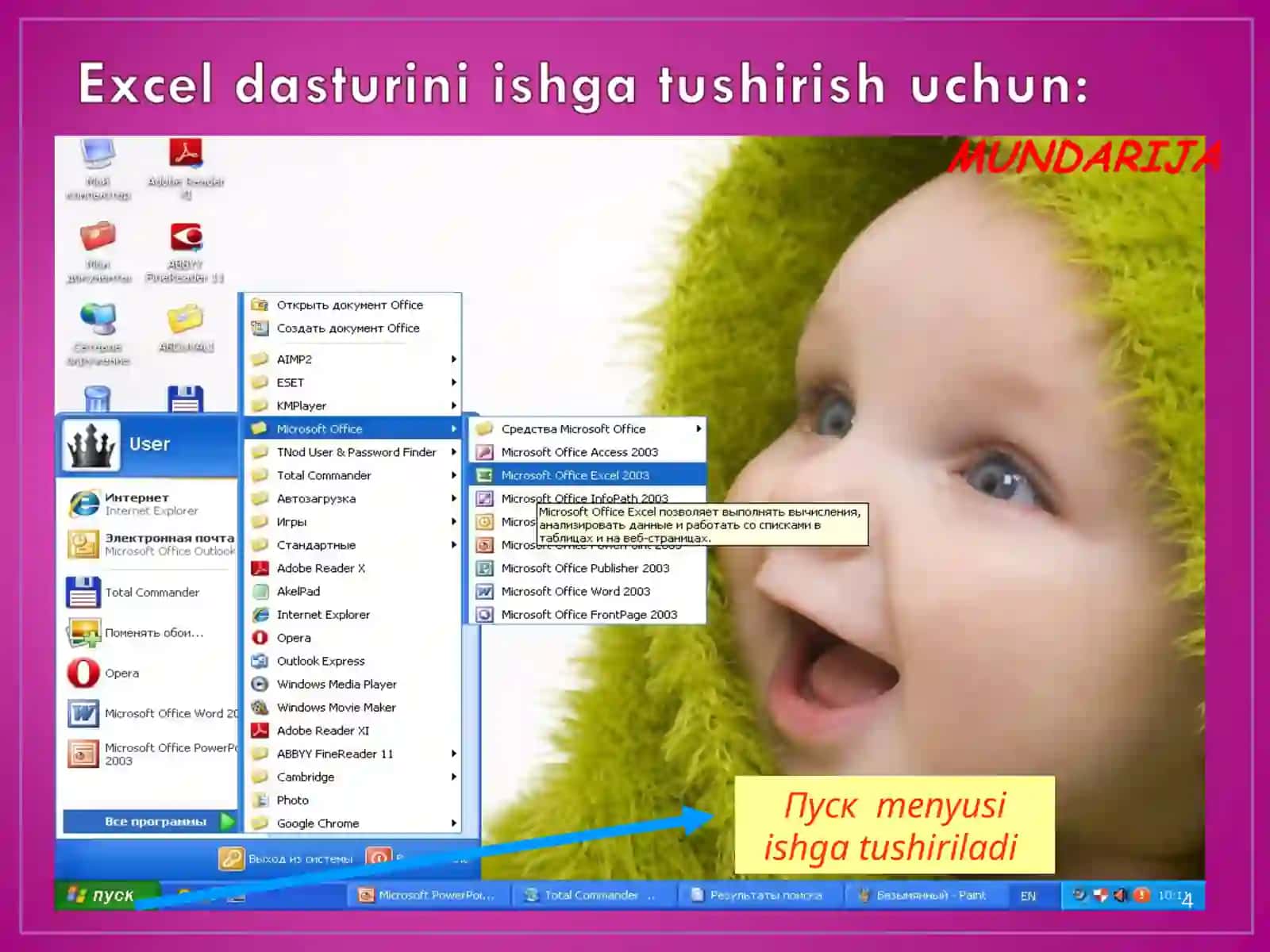 Excel buyruqlari 4