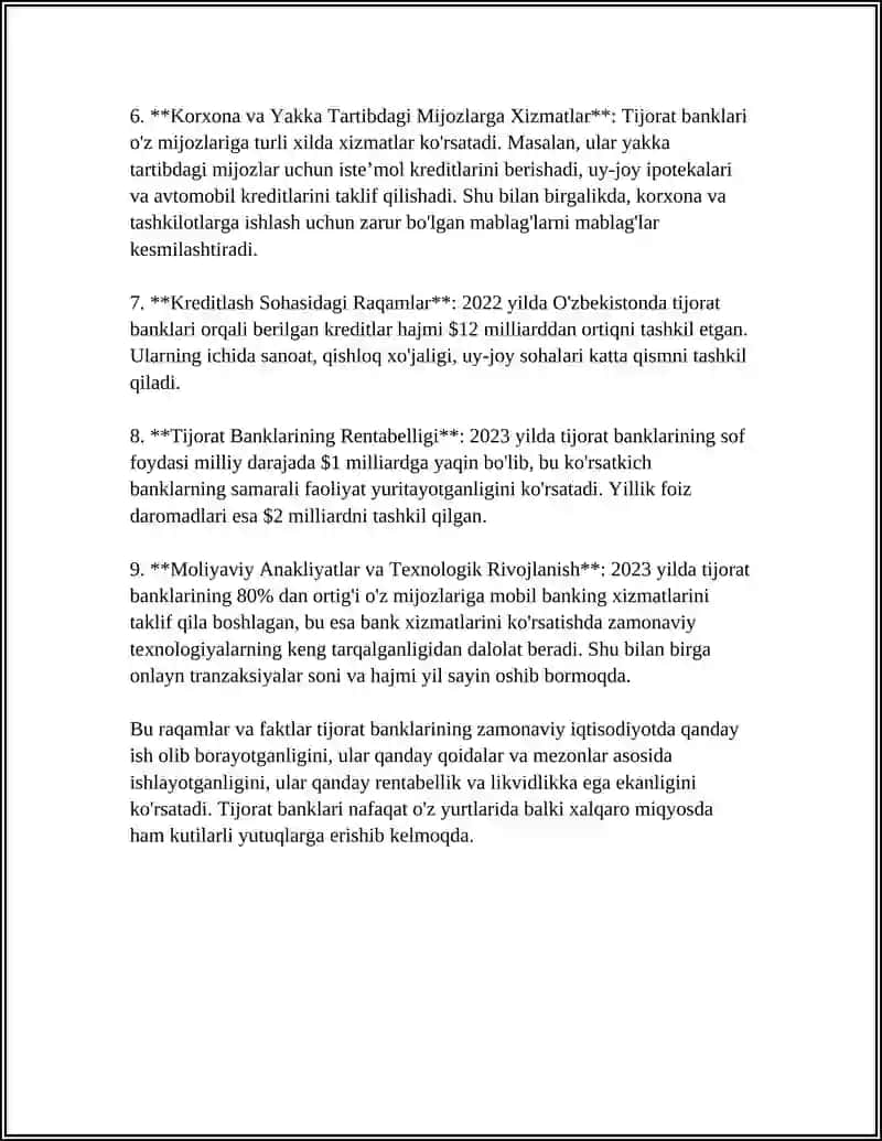 TIJORAT BANKLARNING OPERATSIYALARI 4