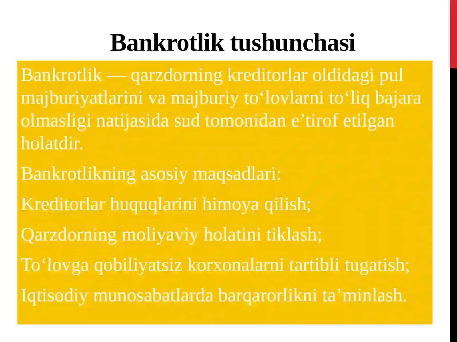 Bankrotlik to'g'risidagi ishlarni iqtisodiy sud da ko'rish 4