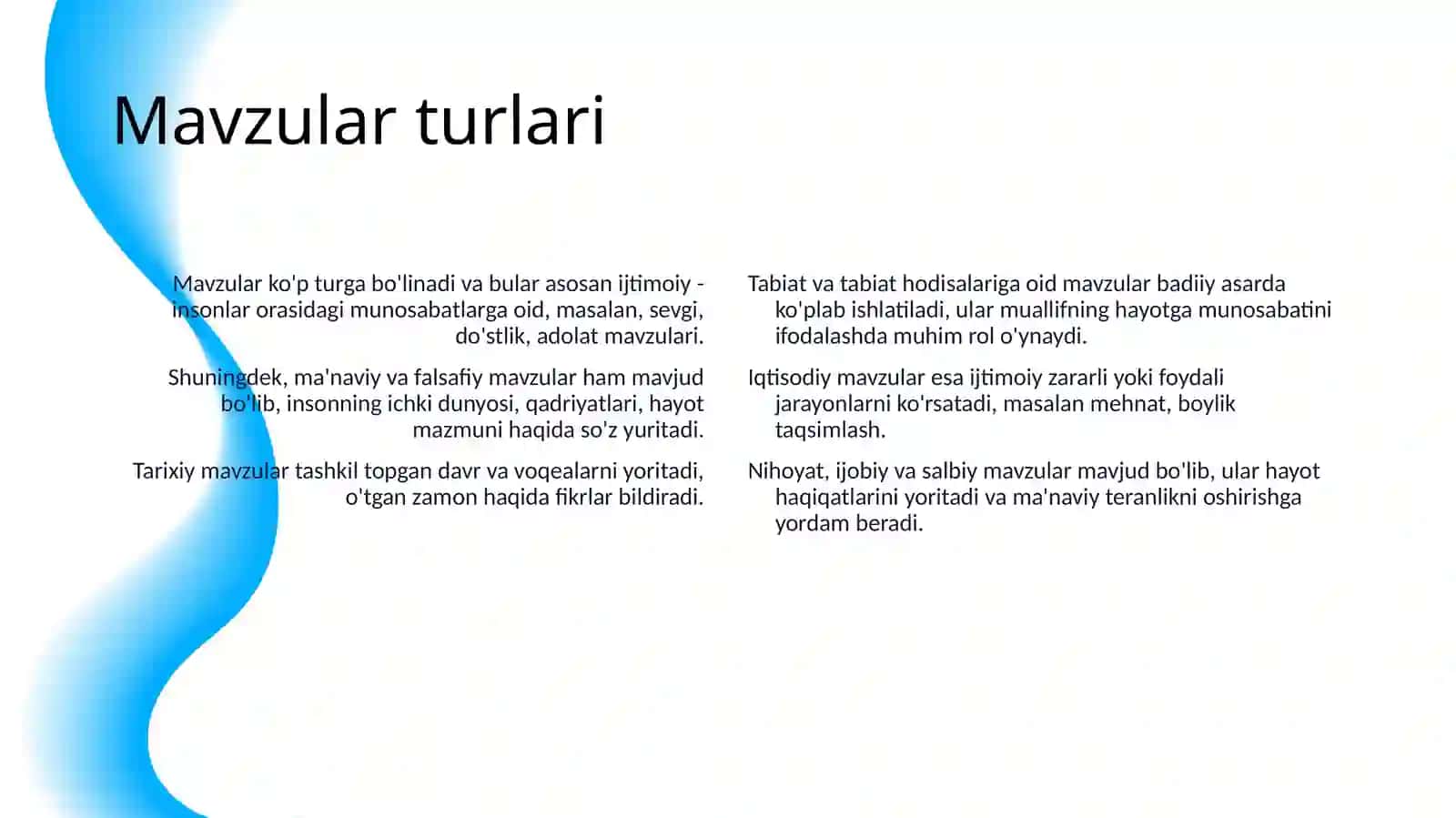 MUTOLAA QILINGAN BADIIY ASARLARDA MAVZU VA GʻOYA 4