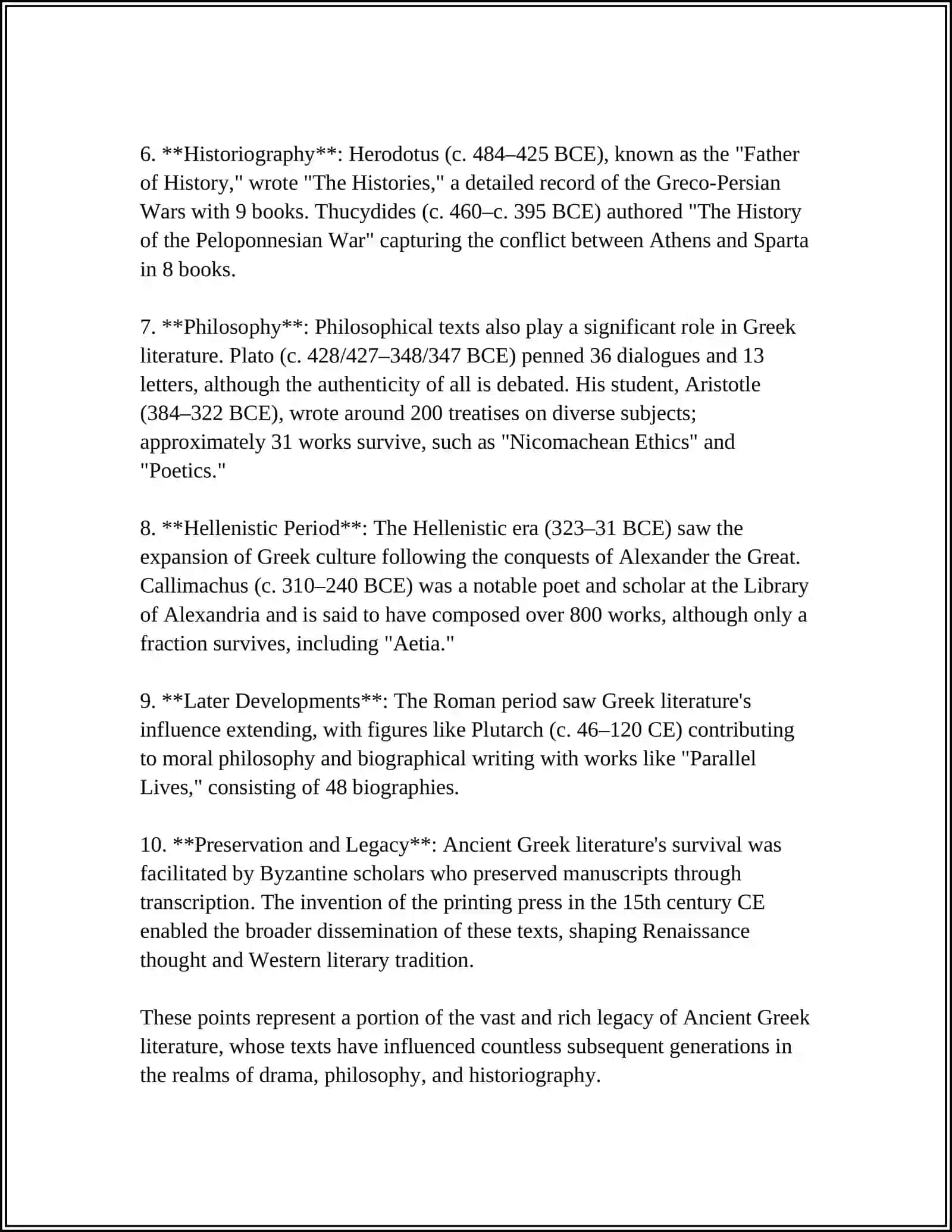 Ancient Greek Literature Overview 4
