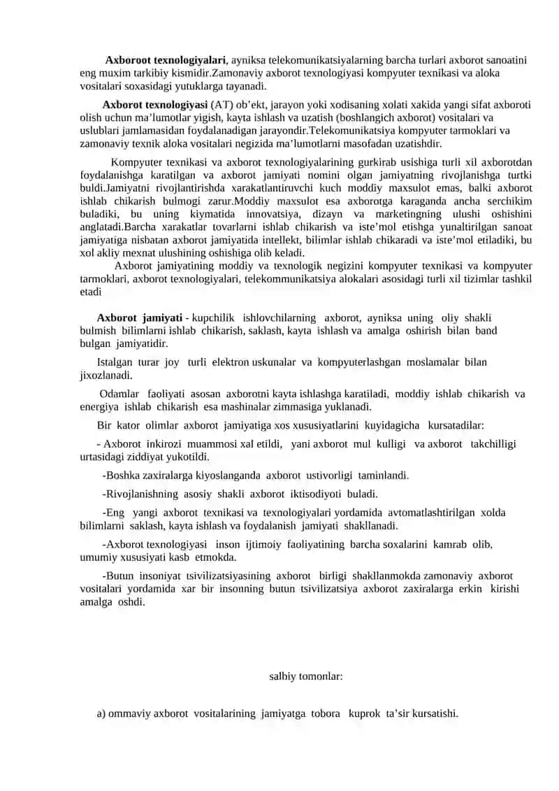 Infоrmatika va aхbоrоt tехnоlоgiyalari 4
