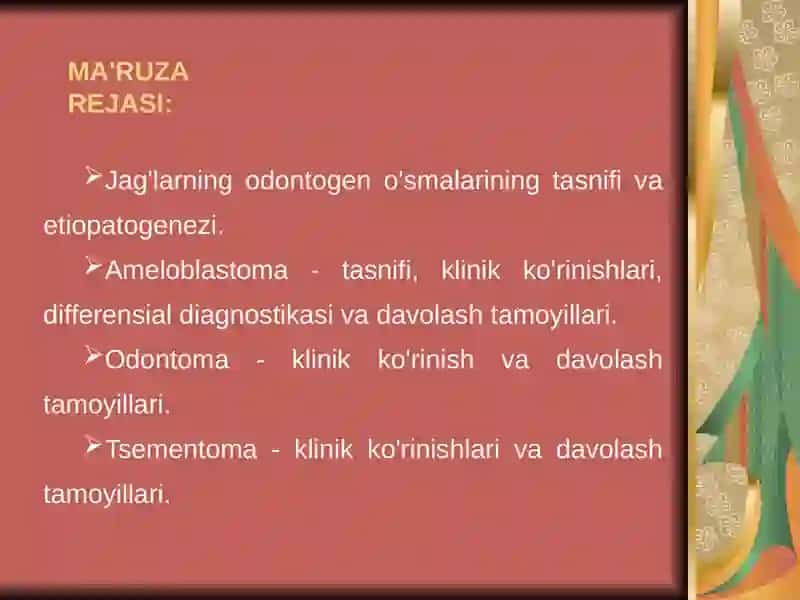 ODONTOGEN SHISHILAR VAJAGLARNING EPITELIAL KİSTLARI 4