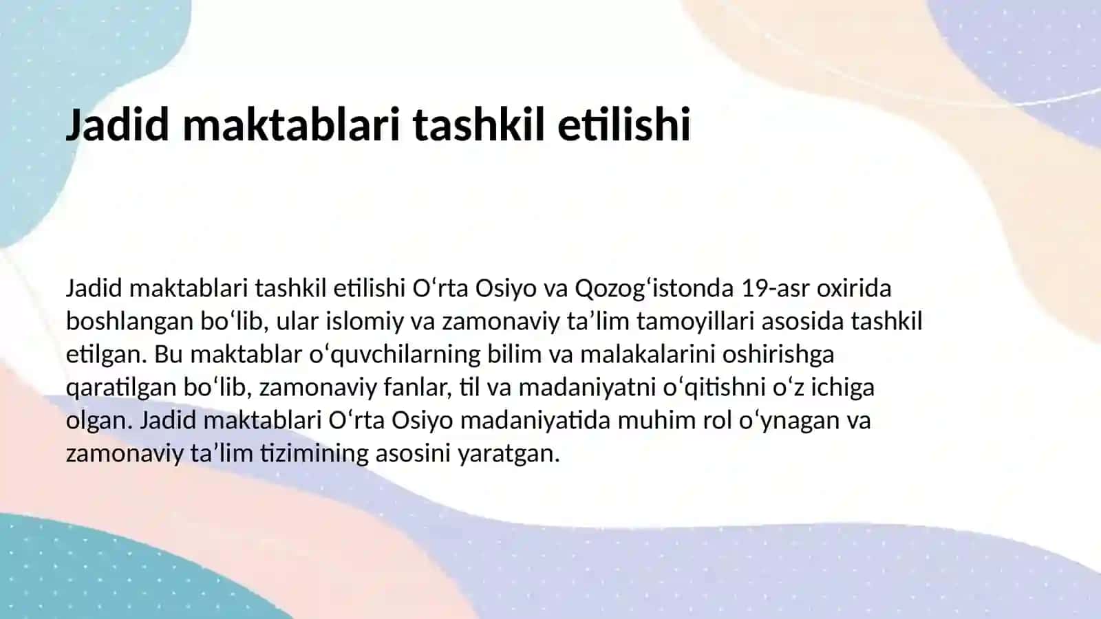 Jadid maktablari tashkil topishi va rivojlanishi 4