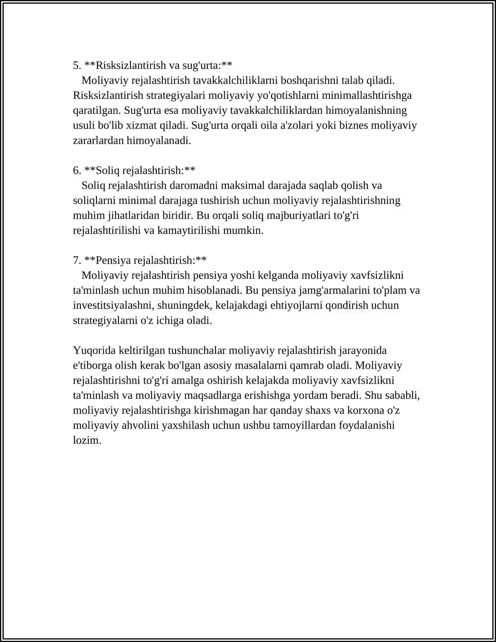 Moliyaviy Rejalashtirishning Mohiyati va Tamoyillar 4