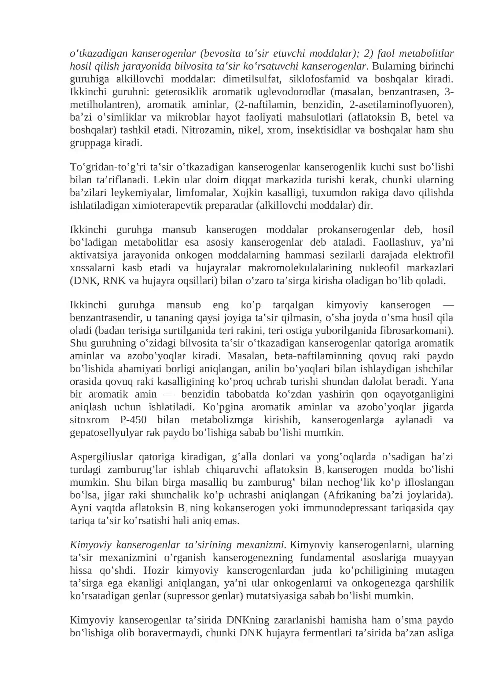 Mavzu 7:Neoplaziya. Ta’riflar. Nomenklatura. O‘smalar o‘sish biologiyasi: xavfsiz va xavfli o‘smalar. Epidemiologiya. Rakni molekulyar asoslari. Kanserogen agentlar va ularni xujayralar bilan o‘zaro ta’siri. Organizmni o‘smaga qarshi ximoyasi – o‘smaga oid immunitet. O‘smalarni klinik xususiyatlari. O‘smalarni organizmga ta’siri 4