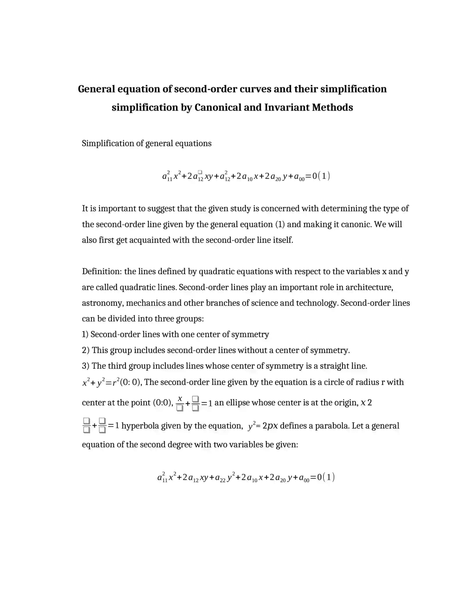 CONJUGATE DIRECTIONS AND CONJUGATE DIAMETERS. DIAMETER OF A SECOND-ORDER CURVE 4
