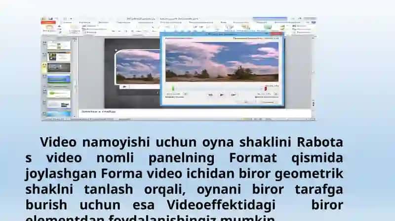 MS Power Point 2010da video fayllarni joylash va tahrirlash 4