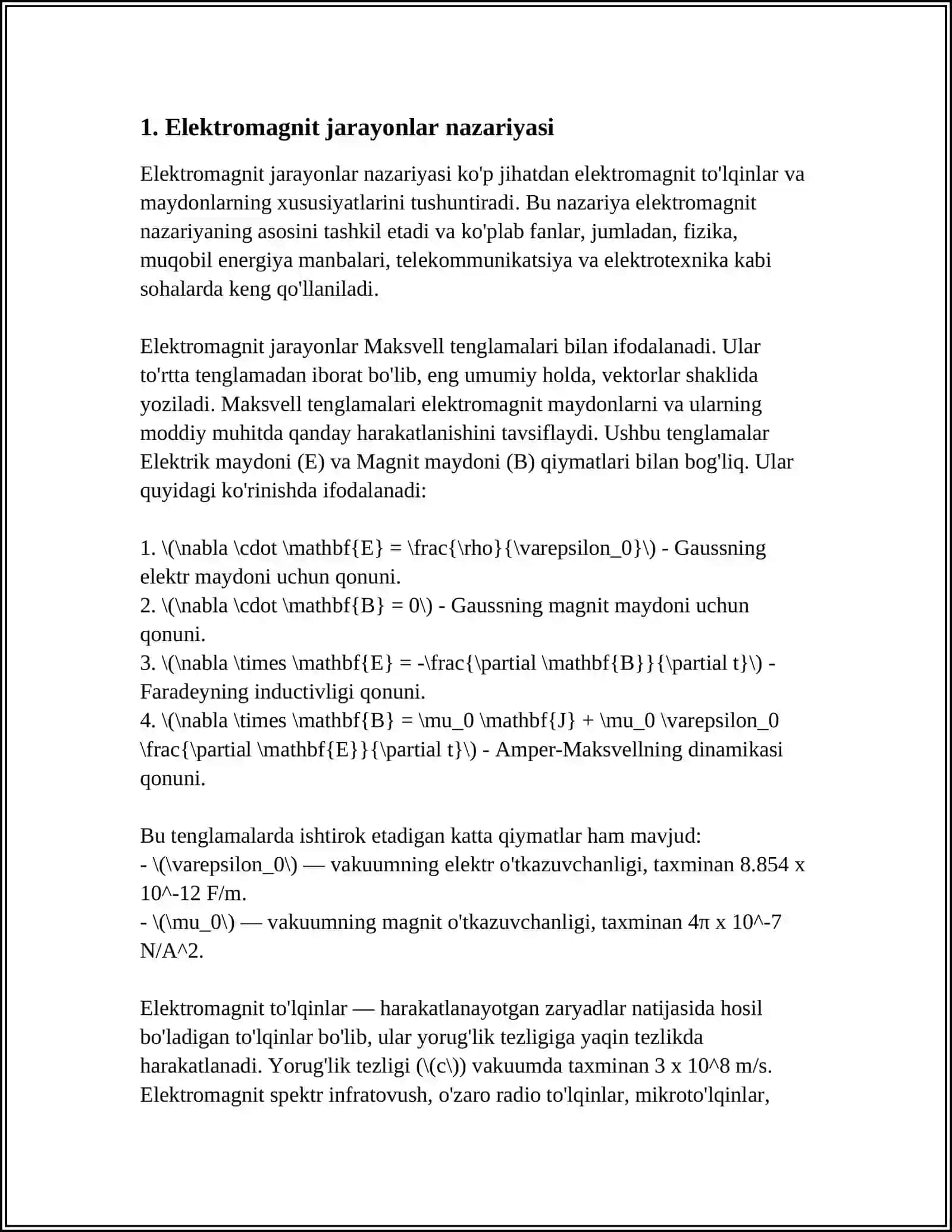 SIMMETRIK YUKLAMA ULANGAN TRANSFORMATORDAGI ELEKTROMAGNIT JARAYONLAR 4
