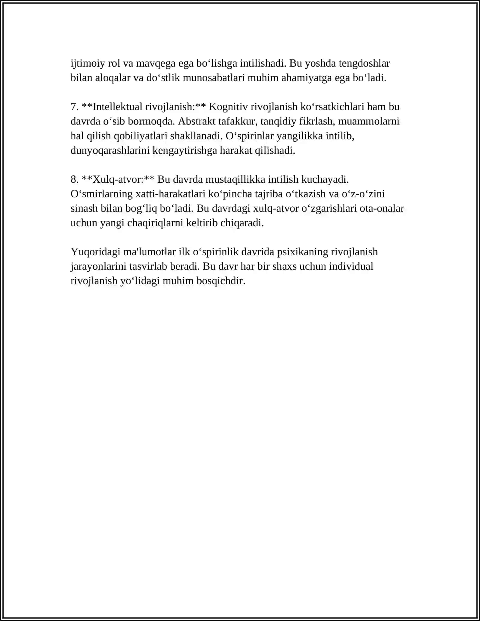 Ilk o'spirinlik davrida psixikaning rivojlanishi 4