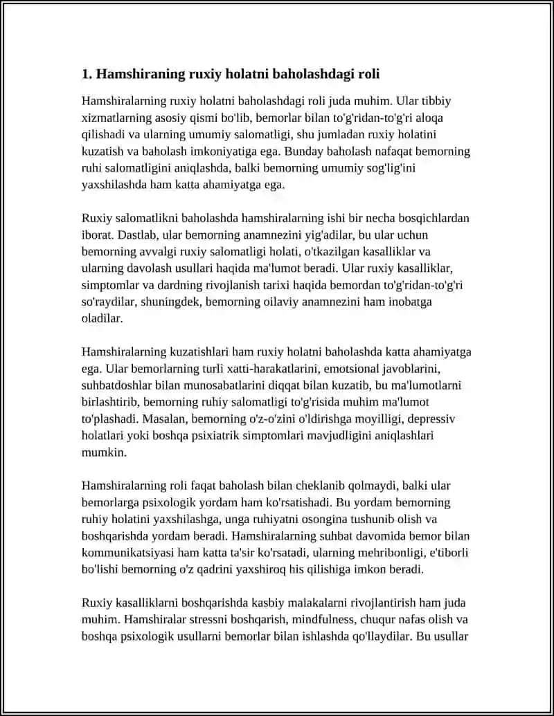 RUXIY SALOMATLIKNI HIMOYA QILISHDA HAMSHIRANING O'RNI 4