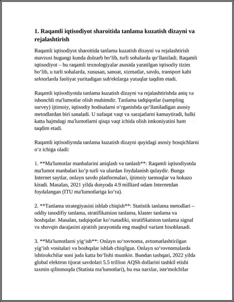 RAQAMLI IQISODOYOT SHAROITIDA TANLAMA KUZATISHNI GO'LLASH AMALIYOTI 4