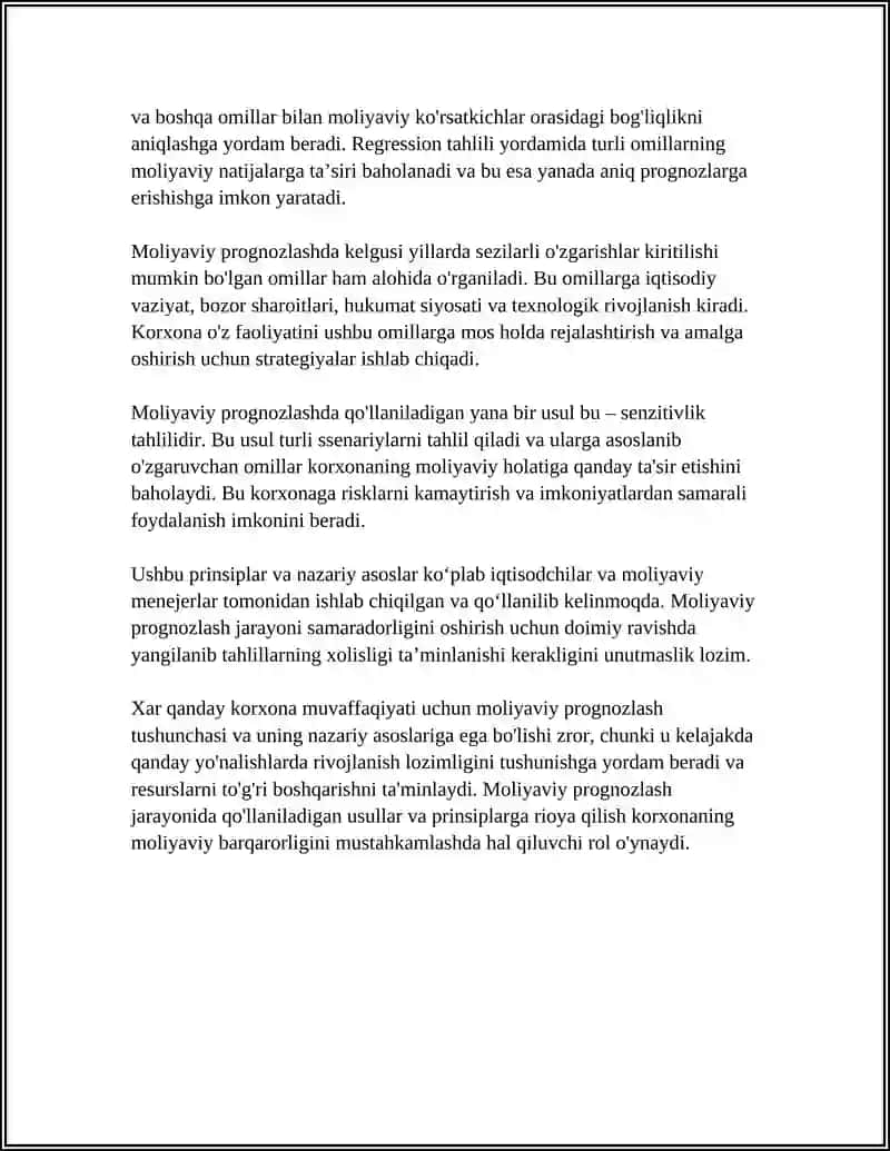 KORXONA FAOLIYATIDA MOLIYAVIY PROGNOZLASHTIRISH MASALALARI 4