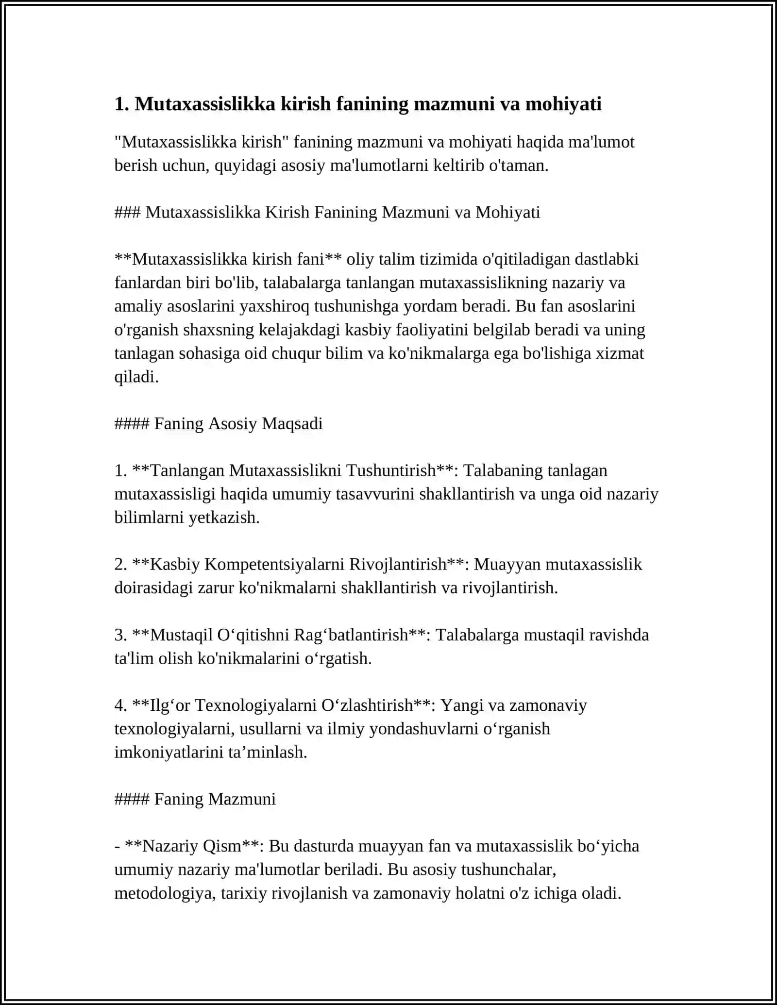 BO'LAJAK OQITUVCHILARNI PEDAGOGIK FAOLIYATGA TAYYORLASHDA MUTAXASISLIKKA KIRISH FANINING O'RNI VA ROLI 4