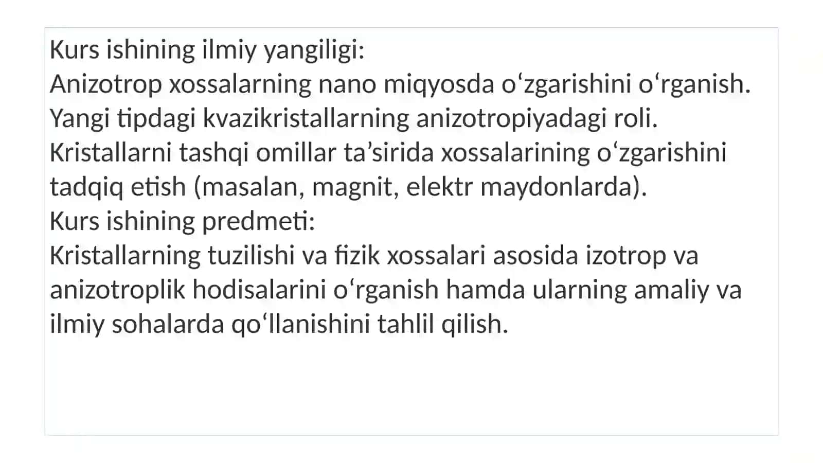 Izotrtoplar va anizatroplar kristallar va ularning qo'llanishi 4