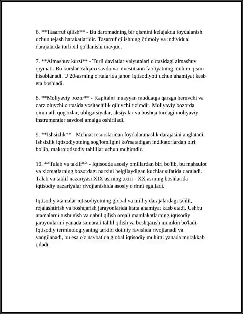 IQTISODIY TERMINLARNI TO'PLASH VA IZOHLASH 4