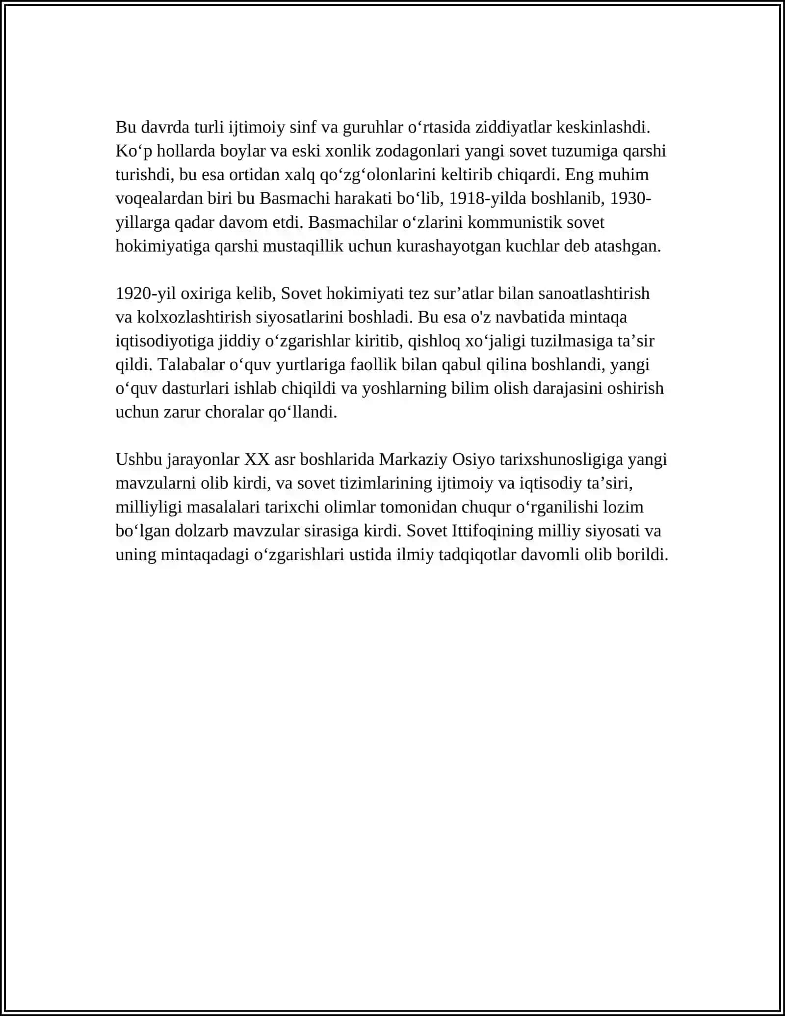 XX ASR OXIRI XXI ASR BOSHLARIDA MARKAZIY OSIYO TARIXI TARIXSHUNOSLIGI 4