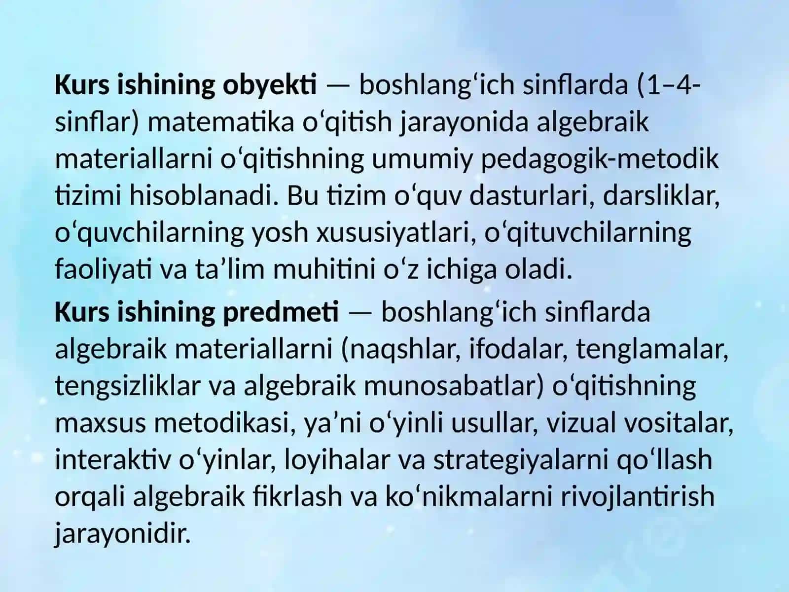Algebraik materiallarni o‘qitish metodikasi. 4