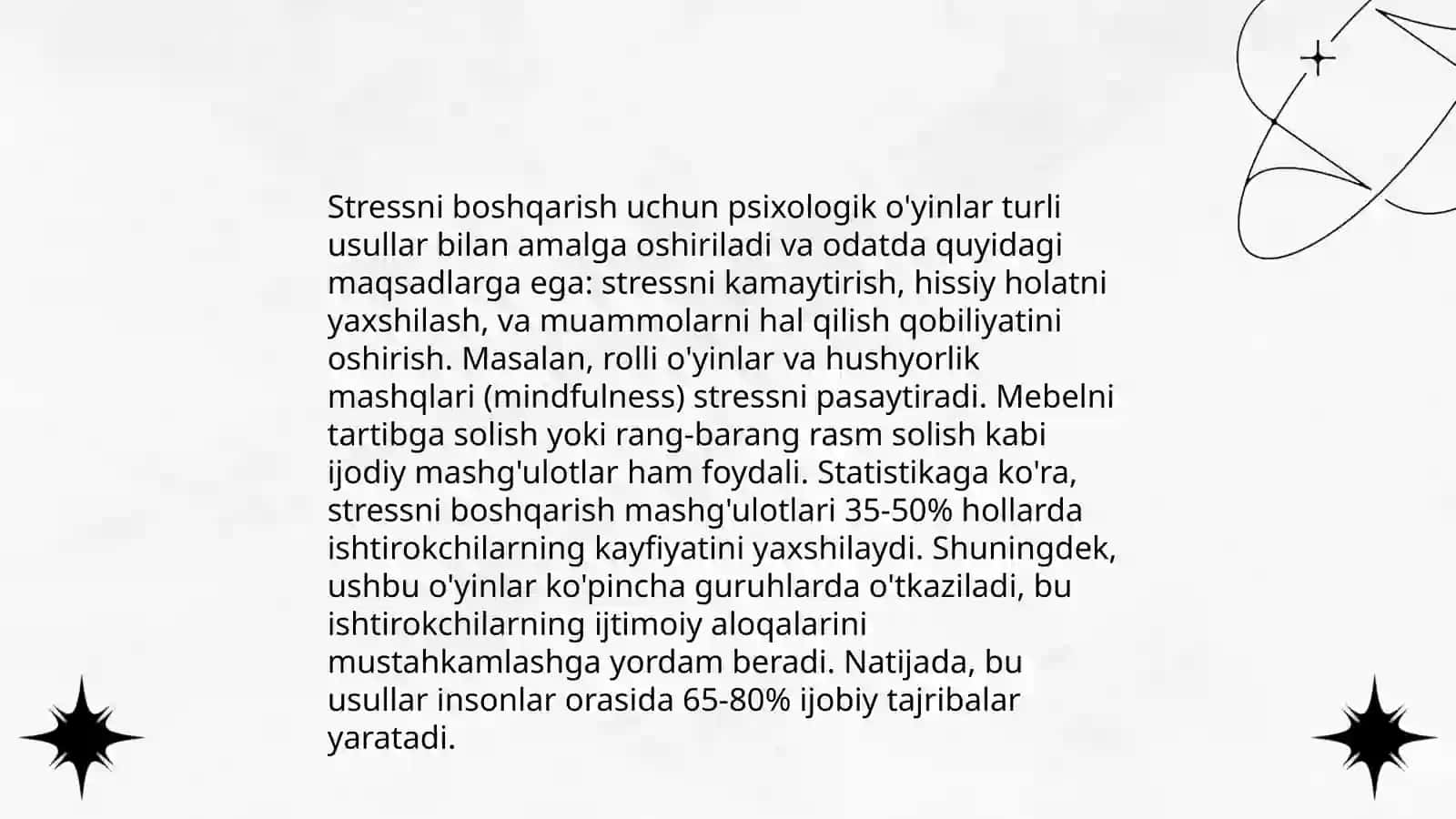 Shaxsning emotsional olami. Psixologik o'yinlar va mashqlar 4