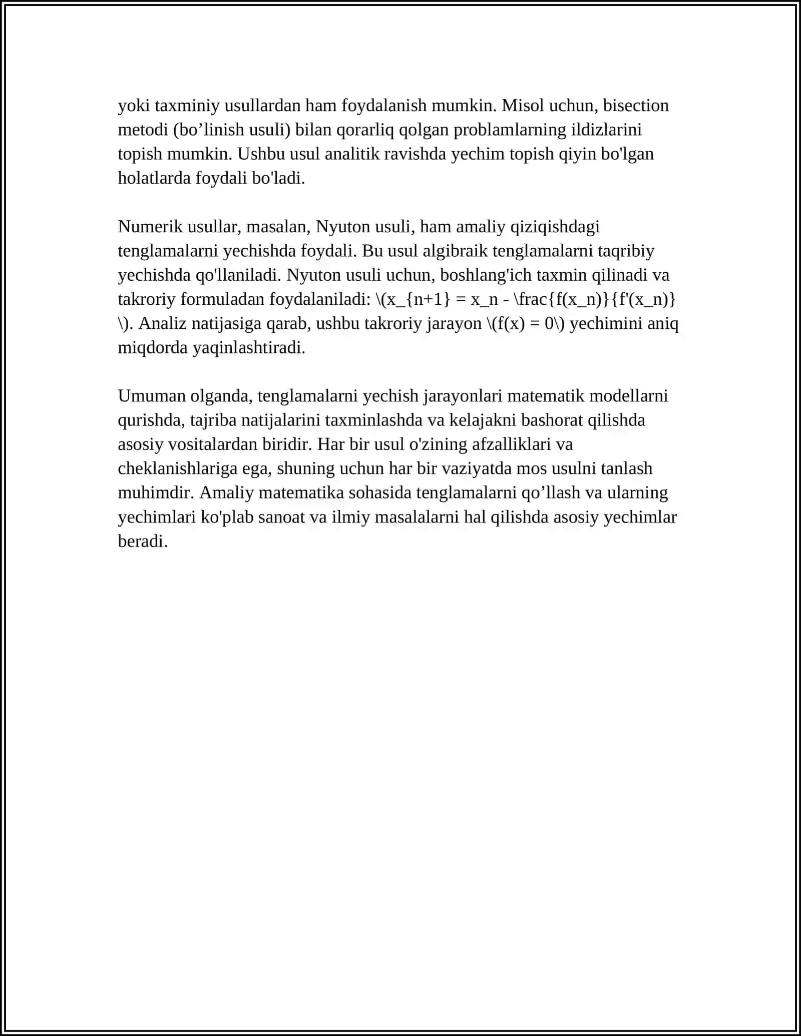 ANDIJON DAVLAT UNIVERSITETI AMALIY MATEMATIKA 4