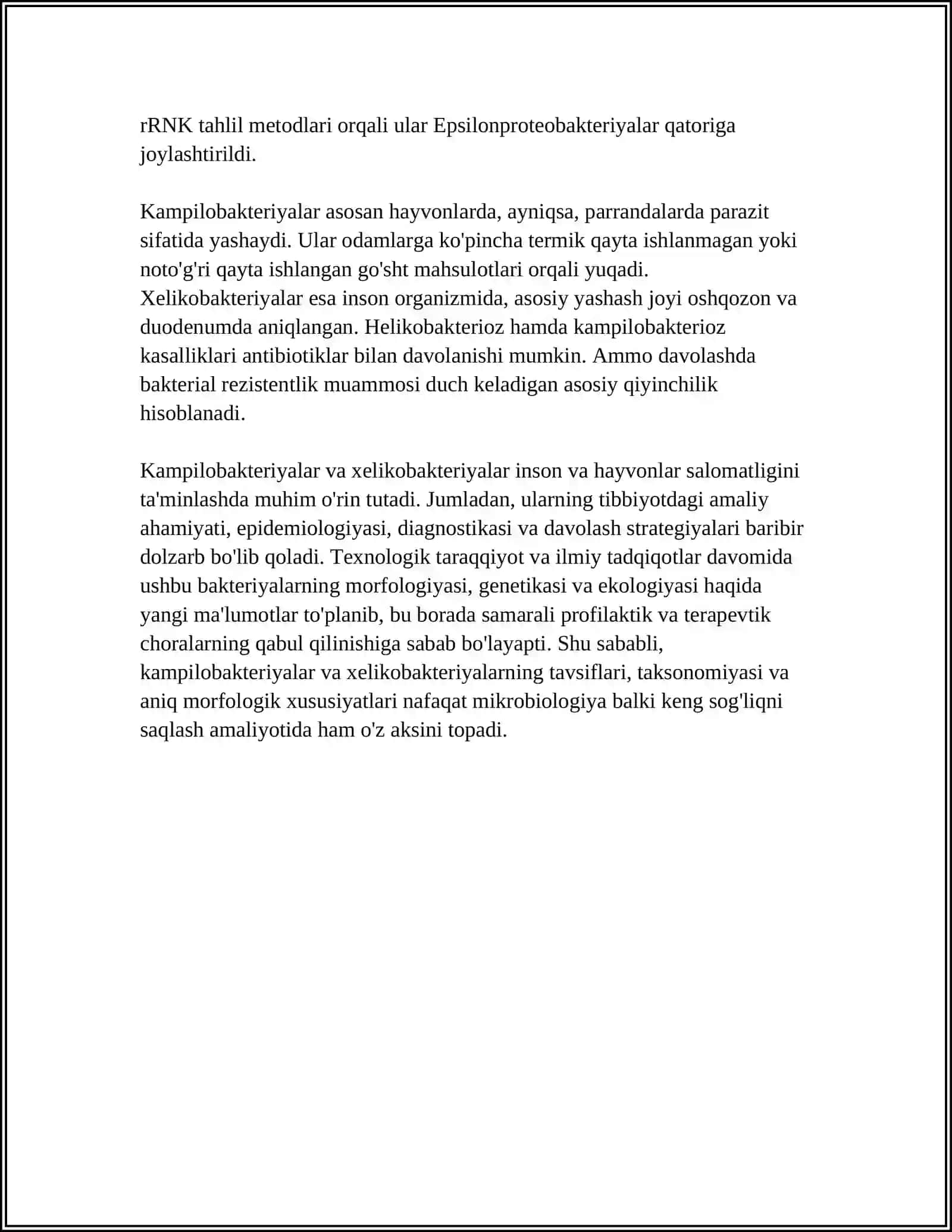 Kampilobakteriyalar, Xelikobakteriyalar va Ularning Amaliyotdagi Ahamiyati 4