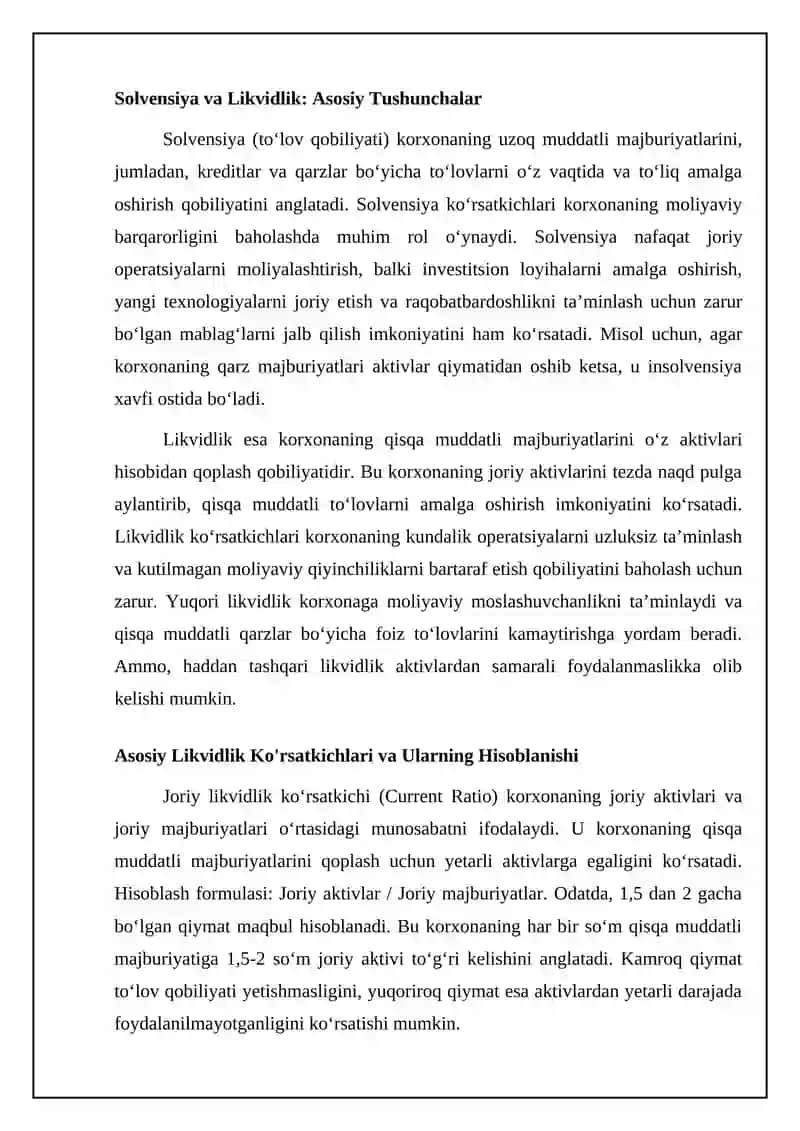 Sanoat korxonalarining to‘lov qobiliyati (likvidlik) ko‘rsatkichlari 4