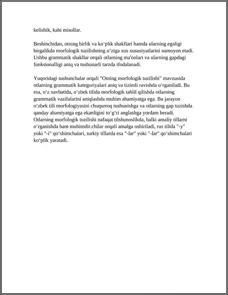MORFOLOGIK TAHLIL. OT VA FE'LNING GRAMMATIK KATEGORILARI 4