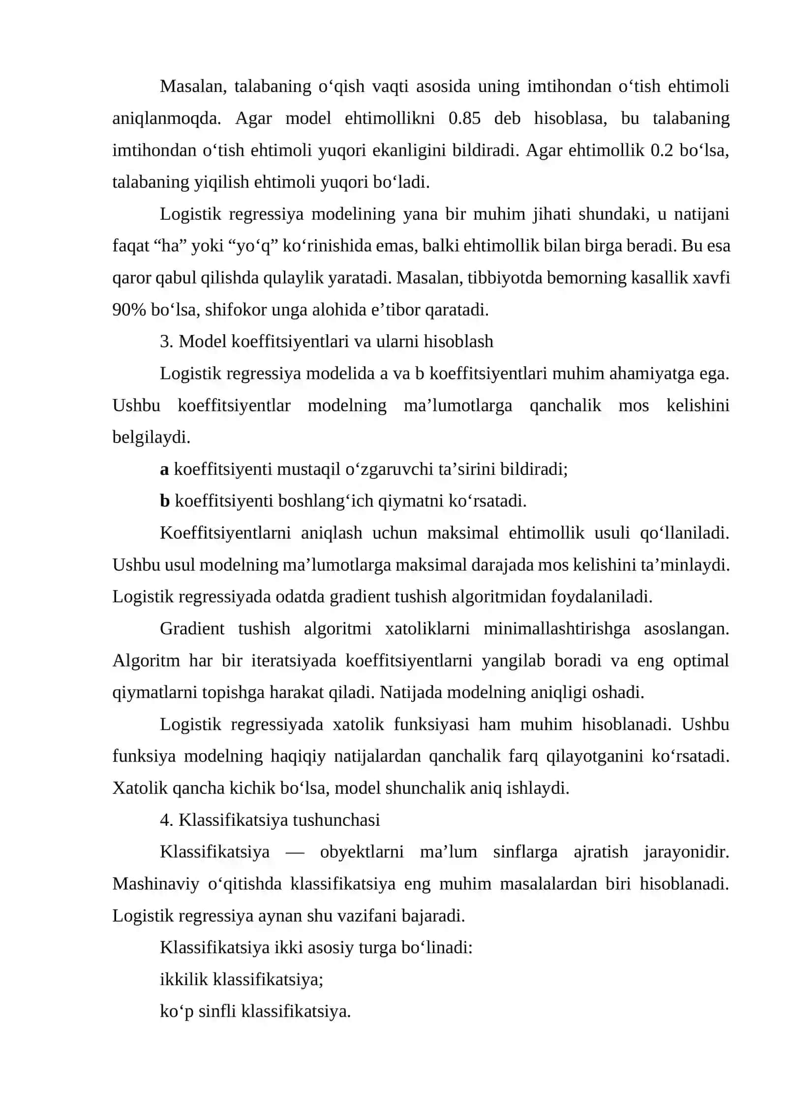 Logistik regressiya modeli yordamida klassifikatsiya qilish 4