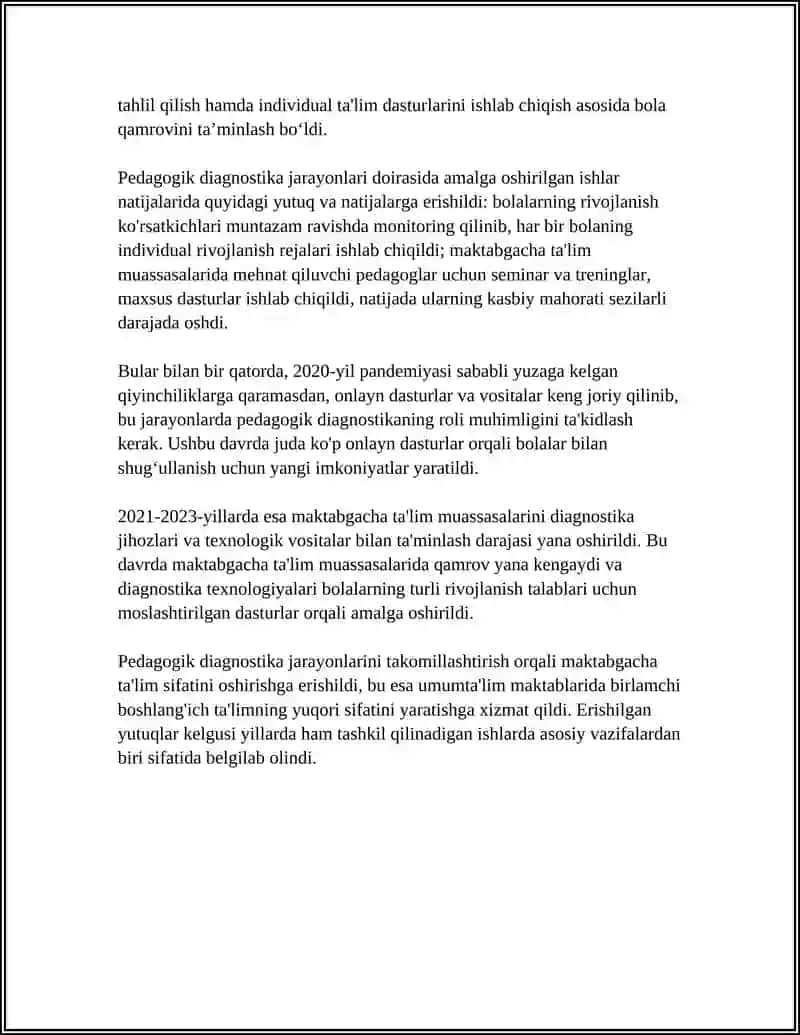 O'ZBEKISTONDA MUSTAQILLIK YILLARIDA PEDAGOGIK DIGANOSTIKA SOHASIDA AMALGA OSHIRILGAN ISHLAR VA ULARNING NATIJALARI 4