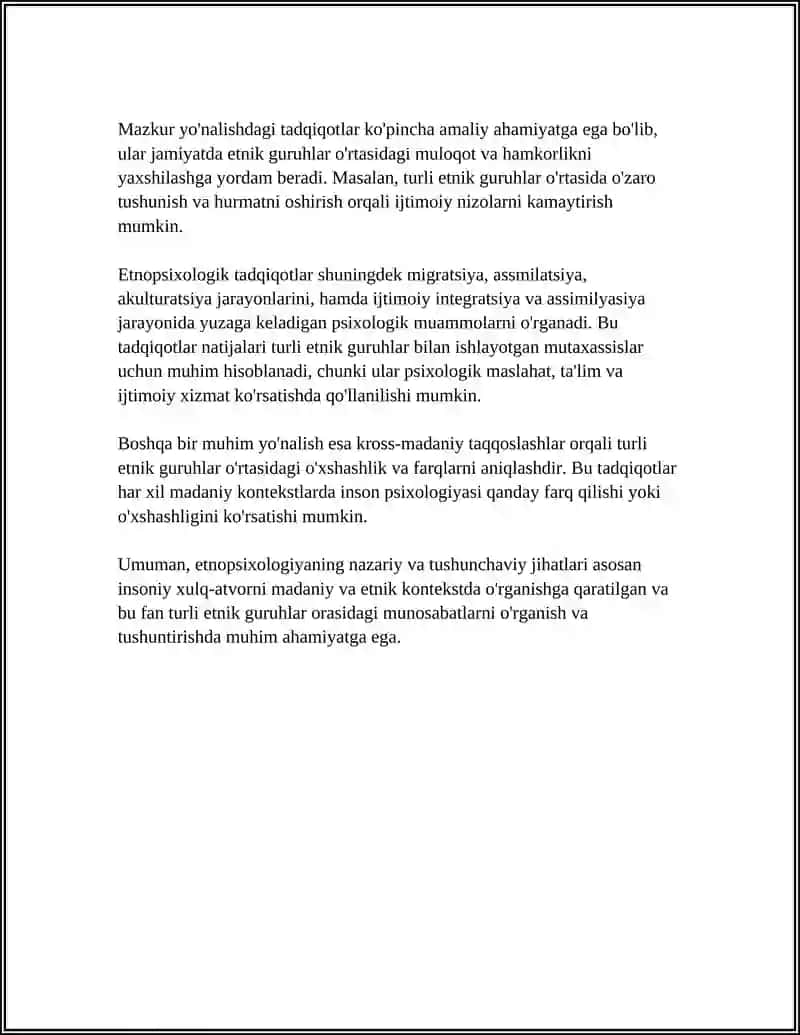 ETNOPSIXOLOGIK TADQIQOTLARNING ASOSIY YOʻNALISHLARI 4