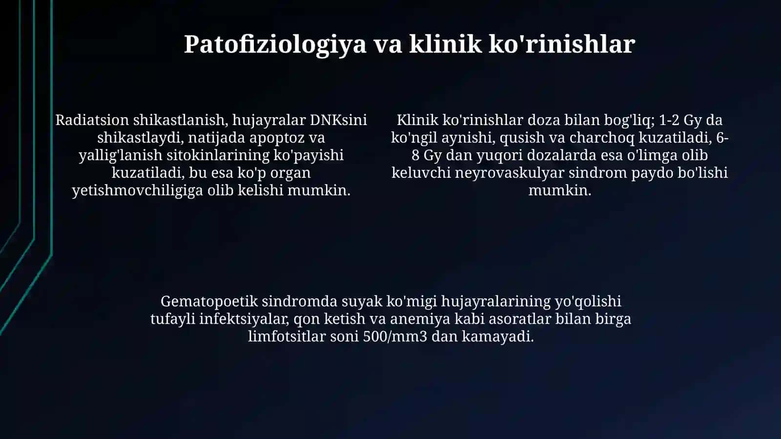 Insonlarda nurlanish kassalligi. Uni tashxislash usullari 4