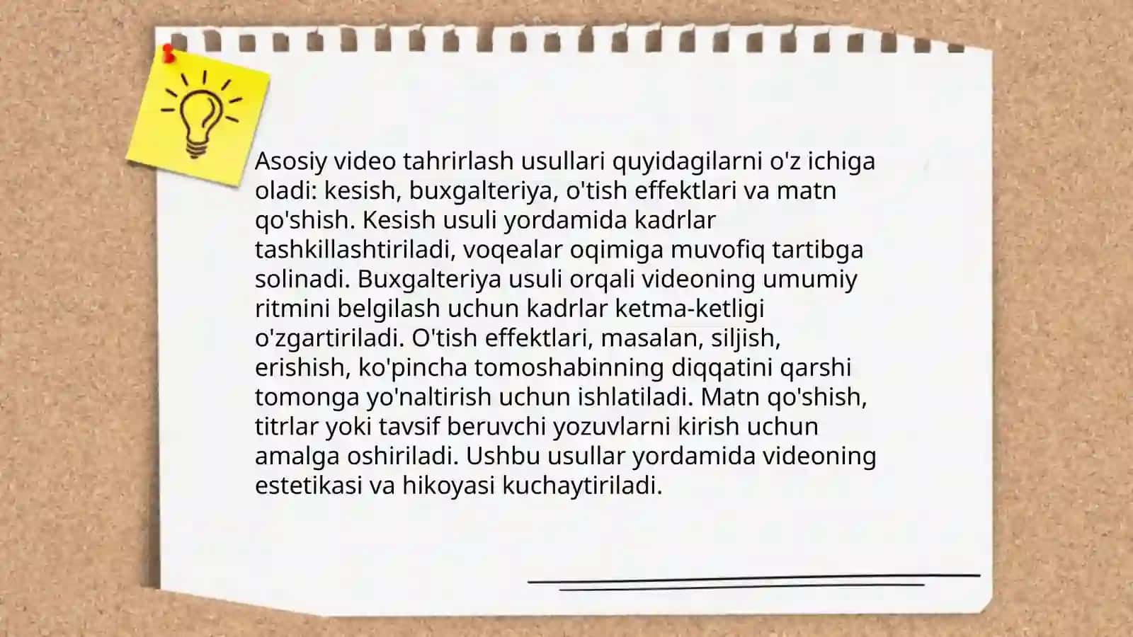 Ovov va video lavhalarga ishlov berish.Videomontaj dasturlarida ishlash 4