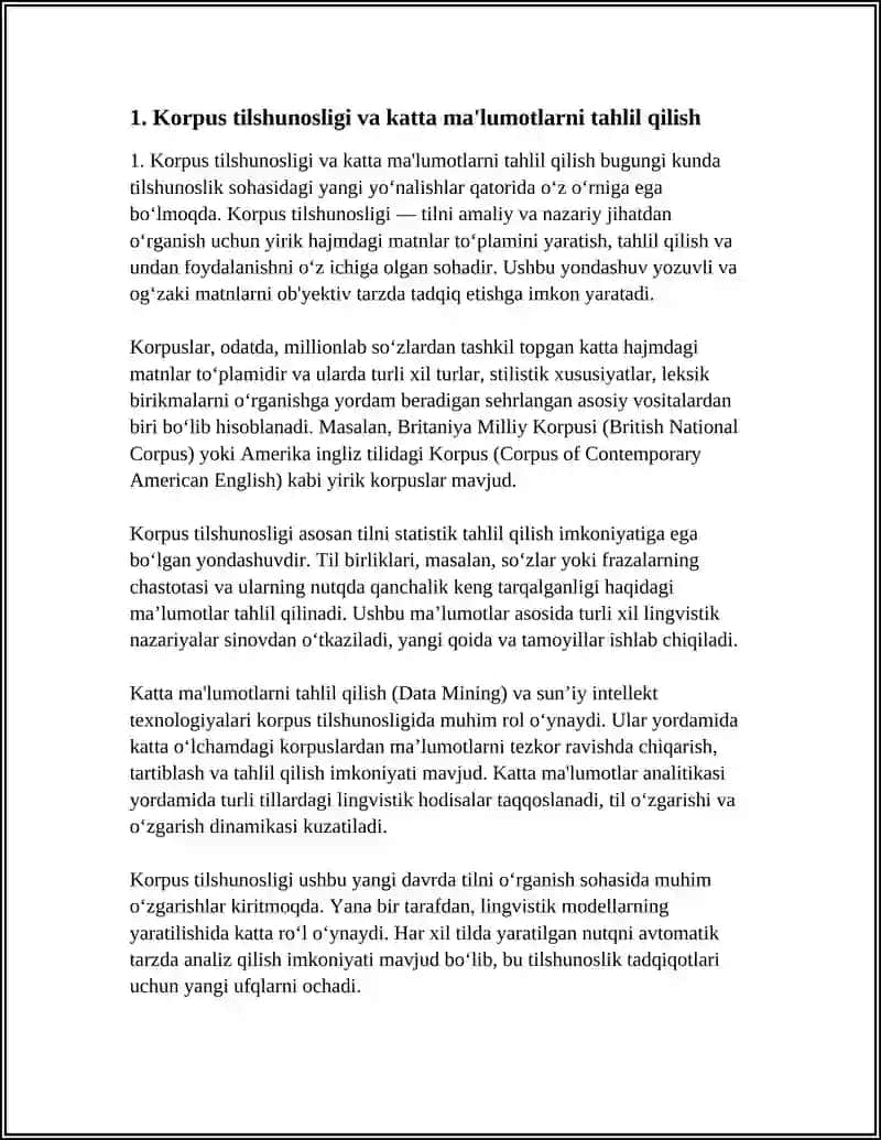 Korpus tilshunosligi va katta ma'lumotlarni tahlil qilish 4