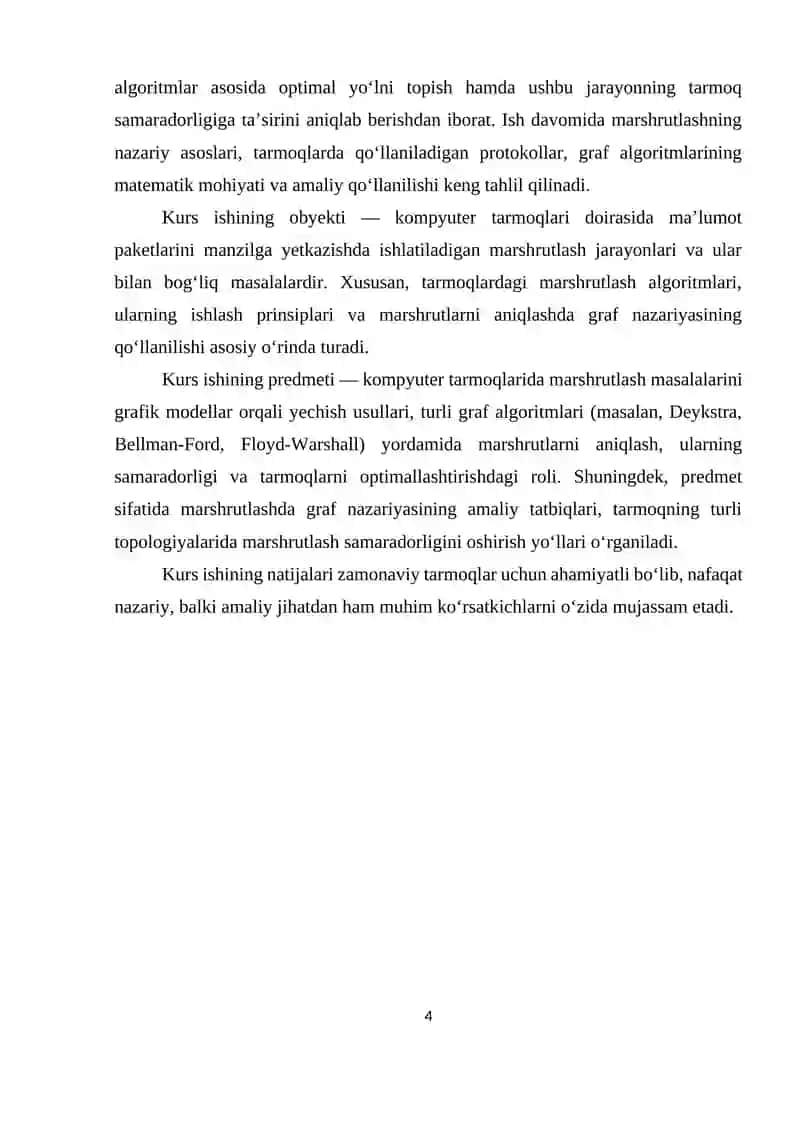Kompyuter tarmoqlarida marshrutlash masalalarini graf yordamida yechish 4