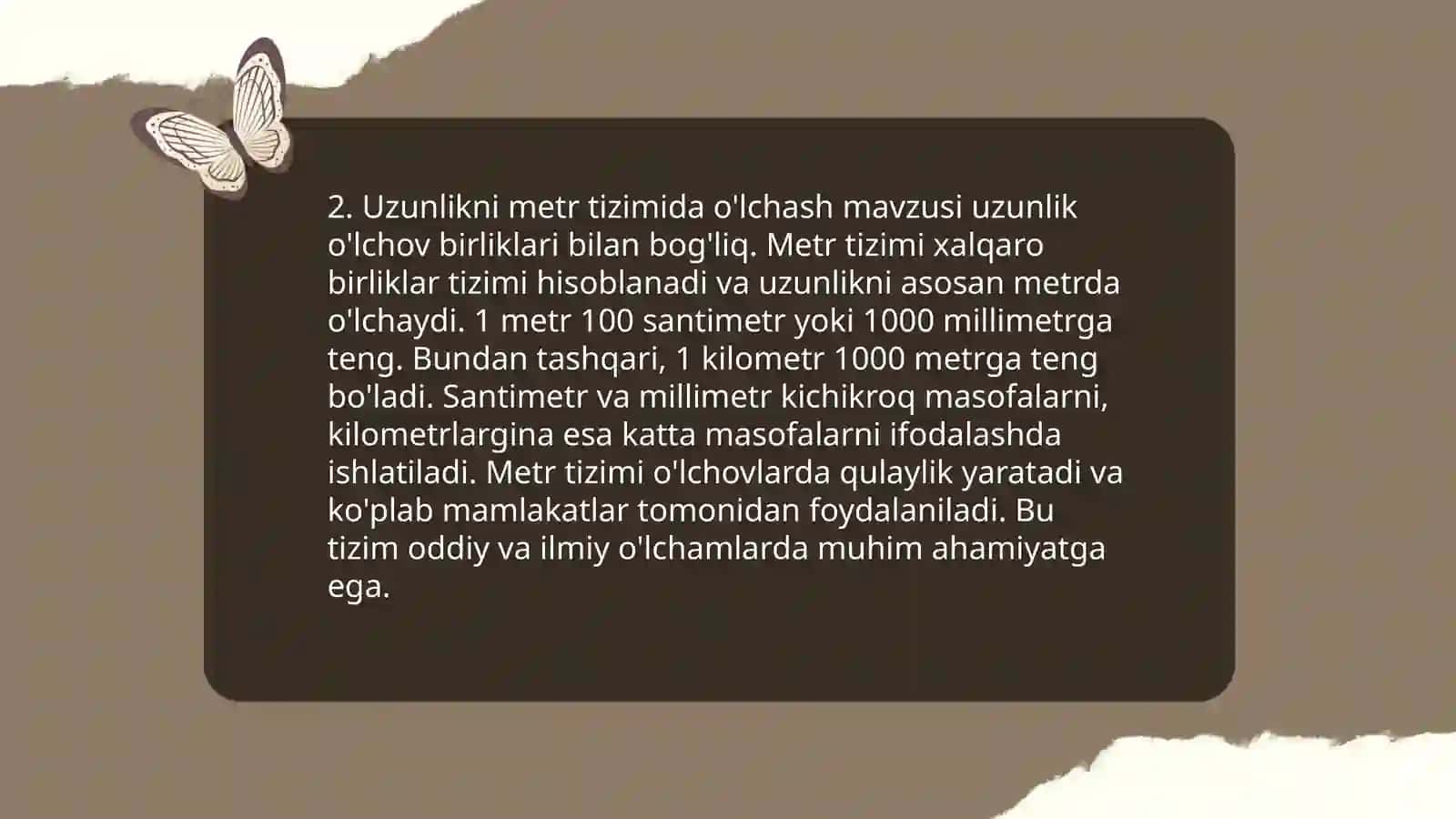 Uzunlik va Yuza O'lchov 4