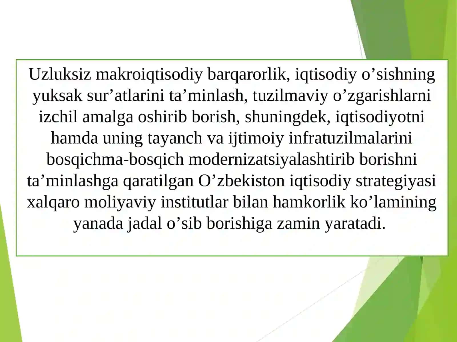 Xorijiy investorlar uchun O’zbekiston iqtisodiyotini jalb qiluvchanligini oshirishning asosiy yo’nalishlari 4