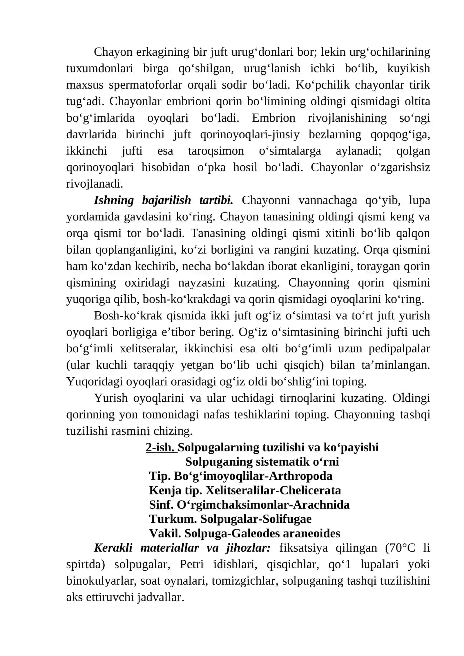 O‘rgimchaksimonlar sinfining xilma-xilligi 4