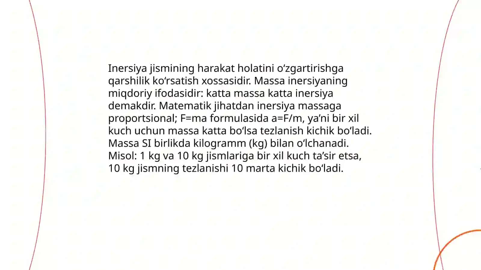 Nyutonning birinchi qonuni: inersiya qonuni 4