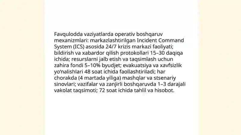 Xalqaro turizm sanoati inqiroziga javob berish va xavflarni boshqarish strategiyasi xisoboti 4