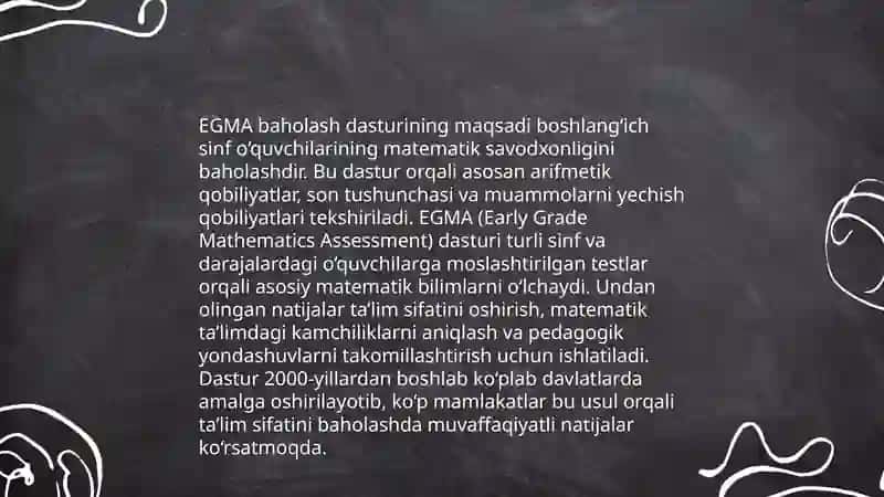 EGMA (Erta sinflar uchun matematika baholash) dasturi 4