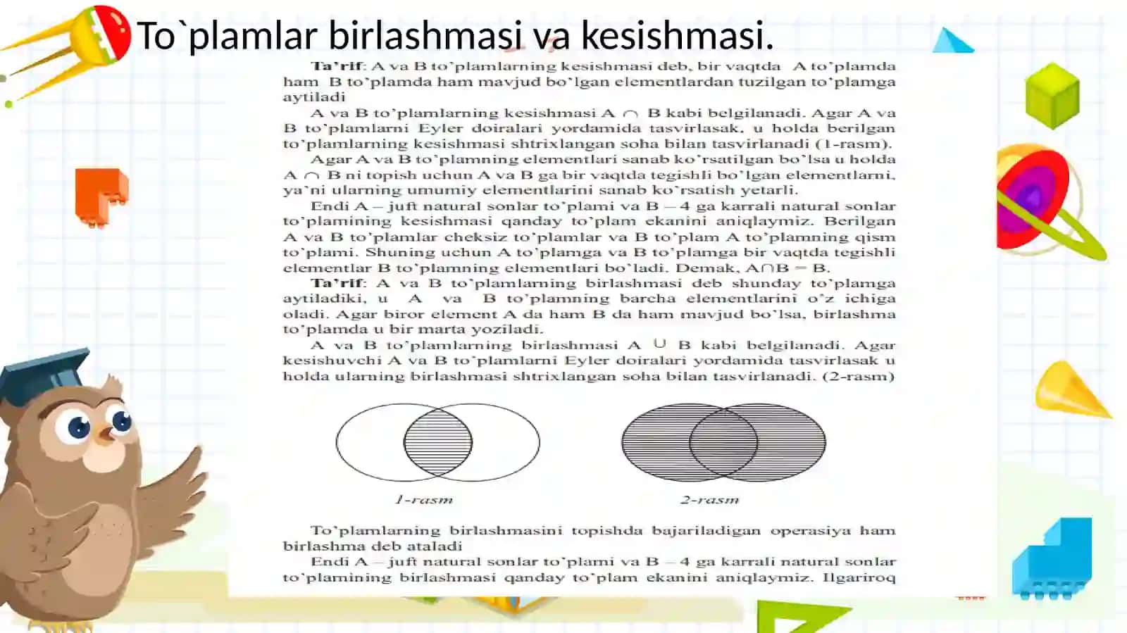 To‘plamlar va ular ustida amallar 4